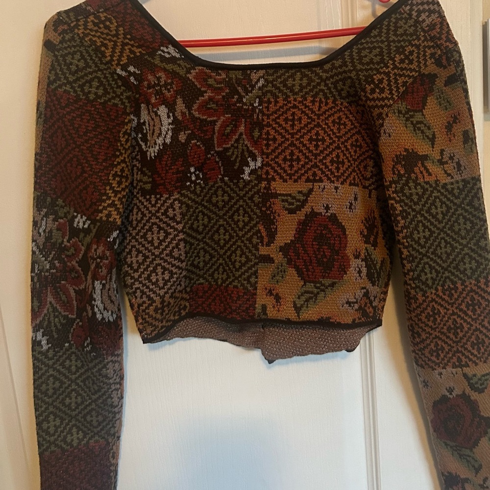 Simons Multicolor Patchwork Crop Top - Picture 4 of 5